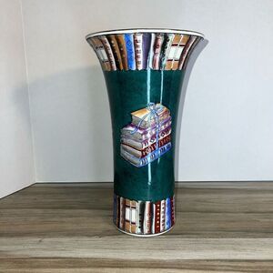 ETC Vintage Tall Library Book Vase/Umbrella Stand Books Multi Colored Number 112